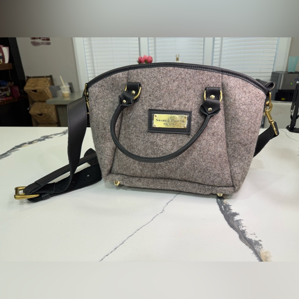 Sword & Plough Grey Wool Handbag